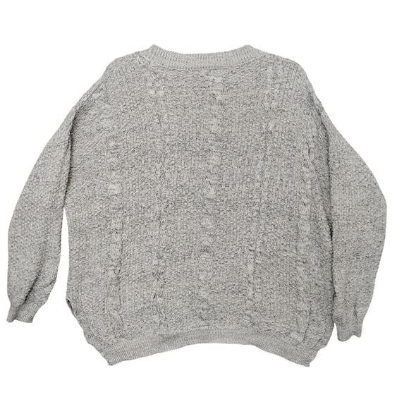 Millau 100% Cotton Cable Knit Sweater Small Relaxed Fit Marled White Pullover - Picture 4 of 8